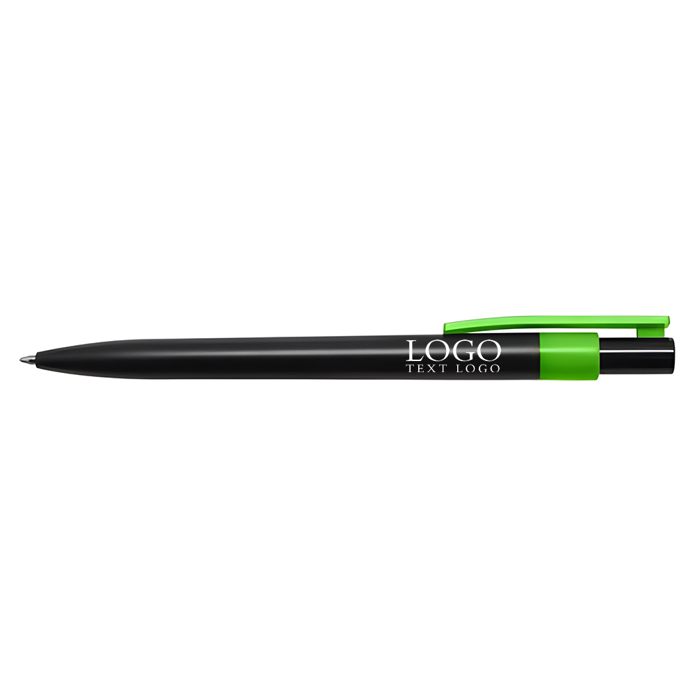 Push-type 8-color rainbow pen black rod plastic ballpoint pen green with logo