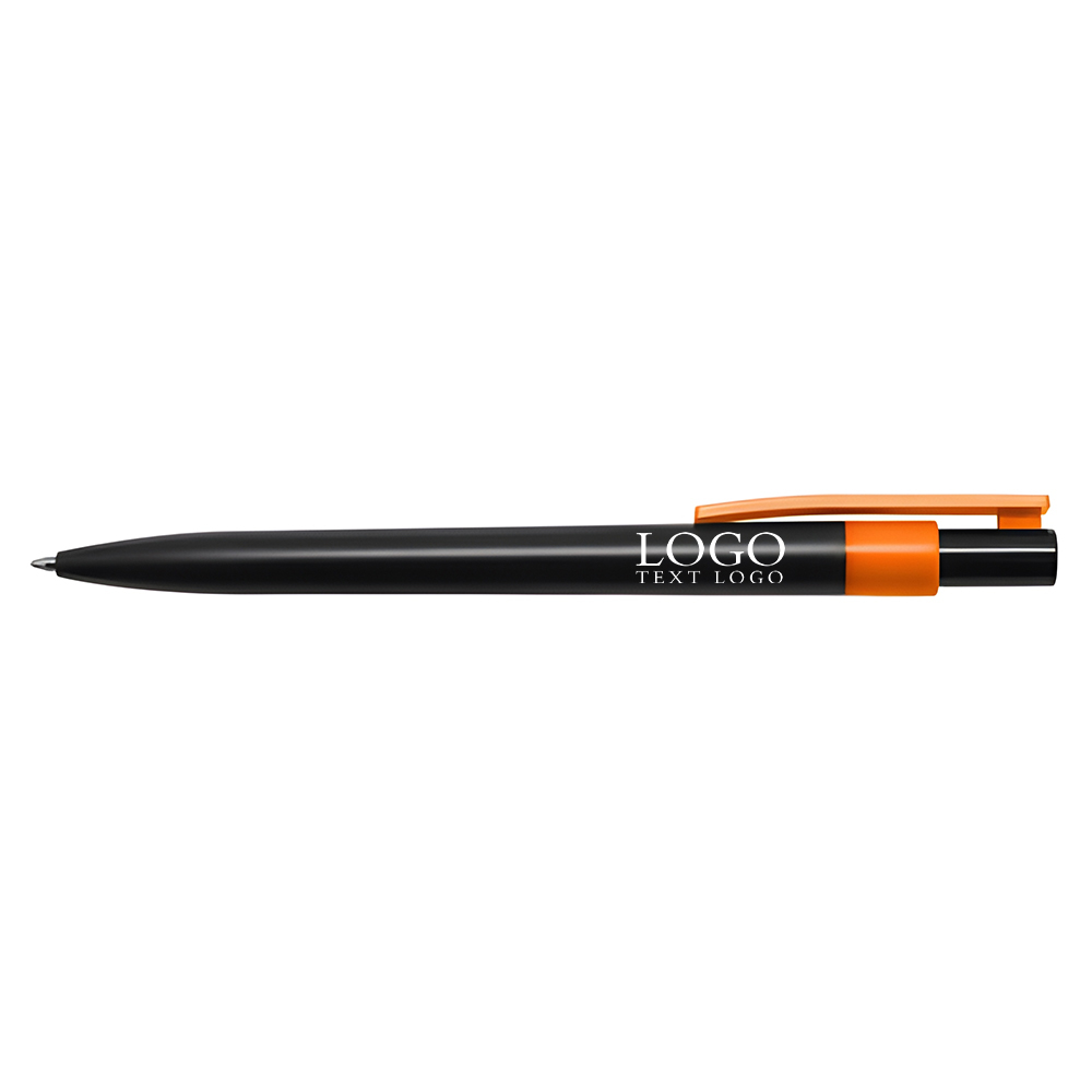 Push-type 8-color rainbow pen black rod plastic ballpoint pen orange with logo