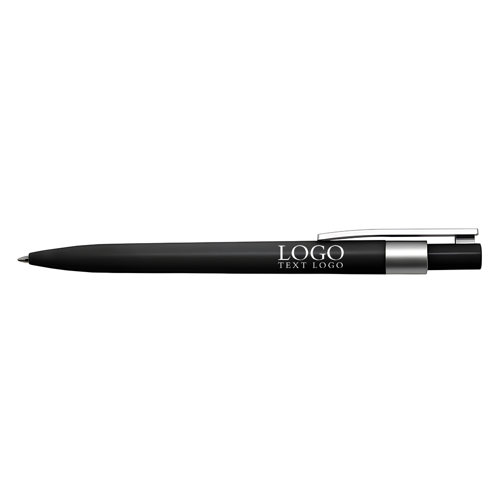 Push-type color-stick plastic ballpoint pen black with logo