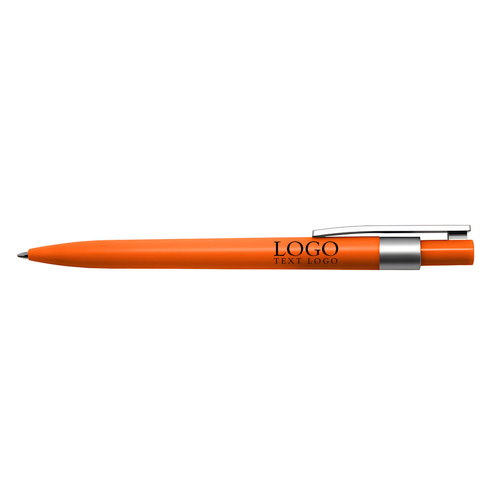 Push-type color-stick plastic ballpoint pen orange with logo