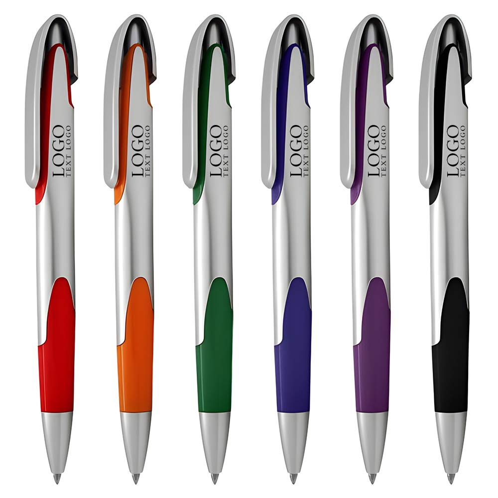 Push-type colorful plastic ballpoint pen with simple color rod