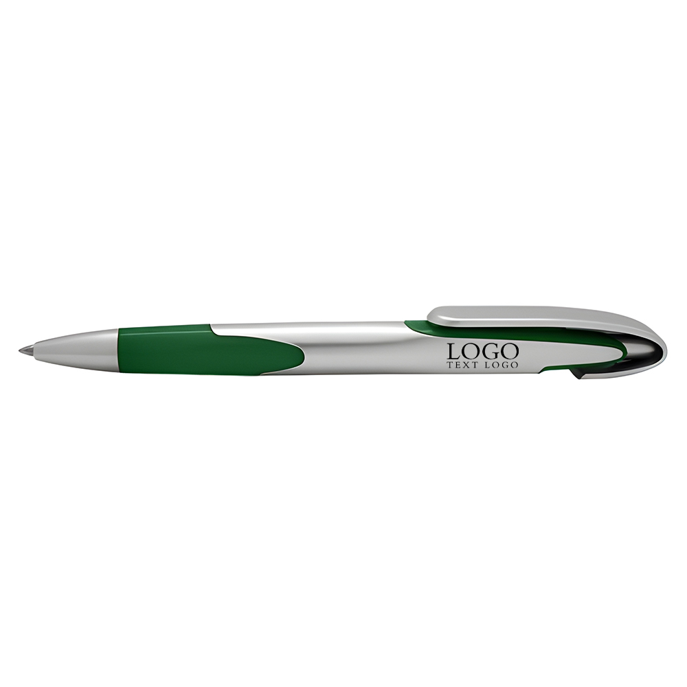 Push-type colorful plastic ballpoint pen with simple color rod green with logo