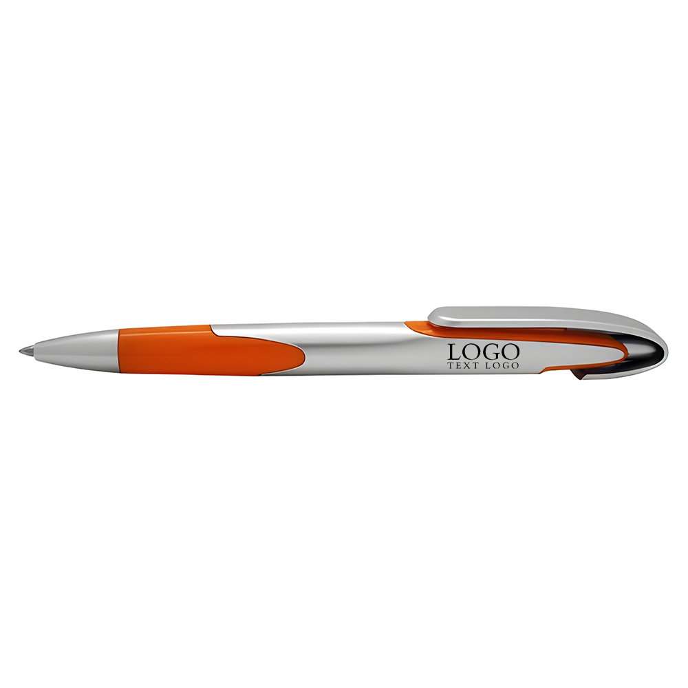 Push-type colorful plastic ballpoint pen with simple color rod orange with logo