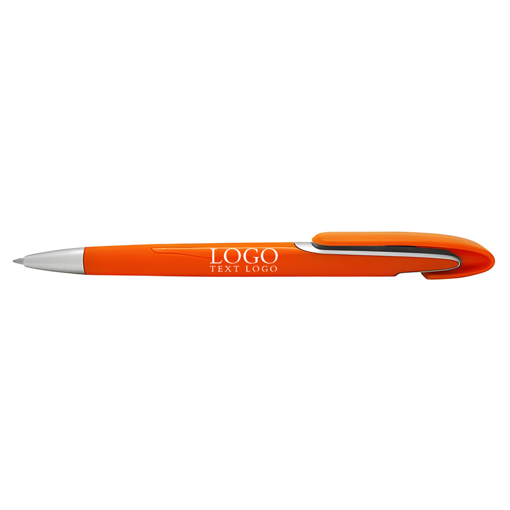 Push-type multi-color ballpoint pen orange with logo