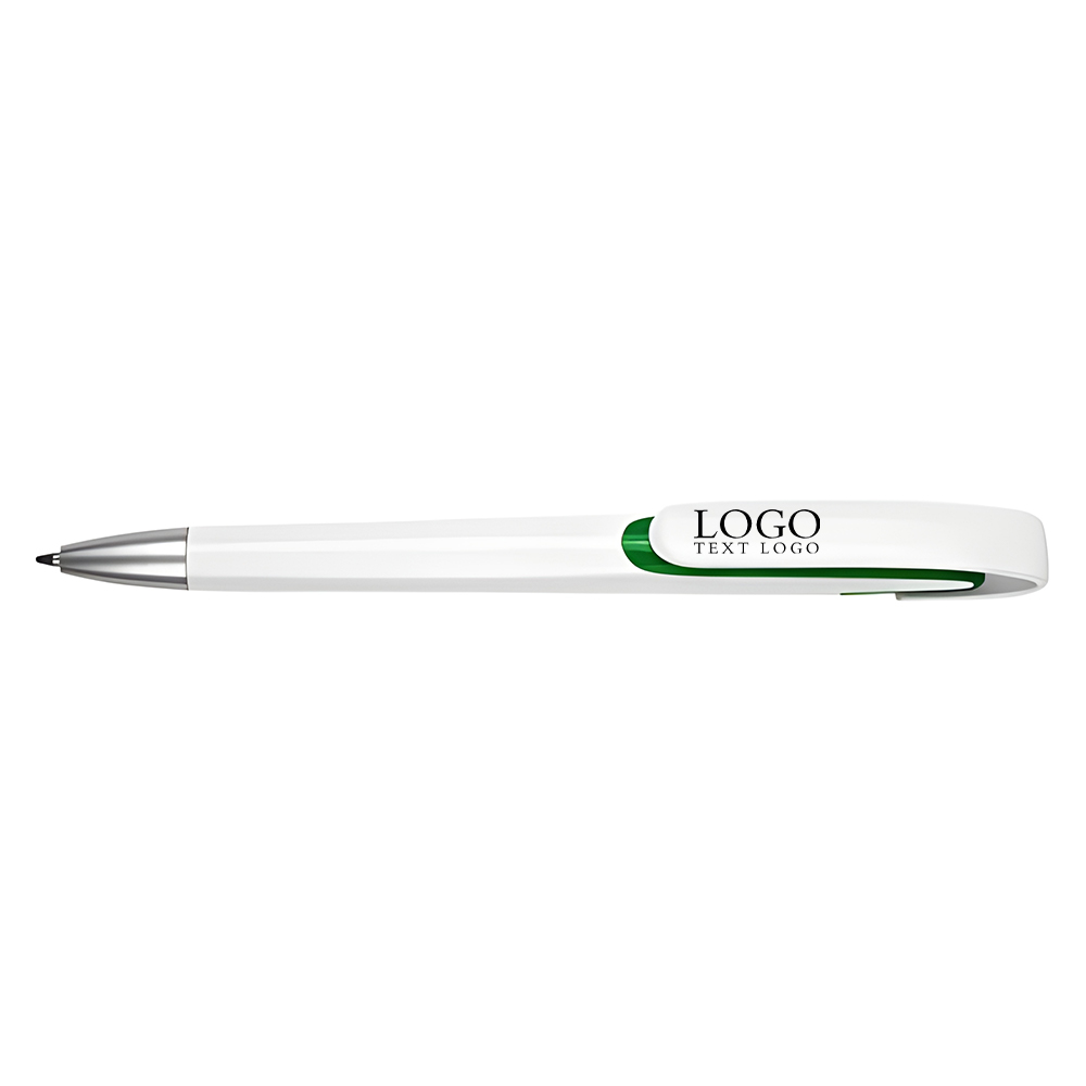 Simple and smooth push-type plastic ballpoint pen green with logo