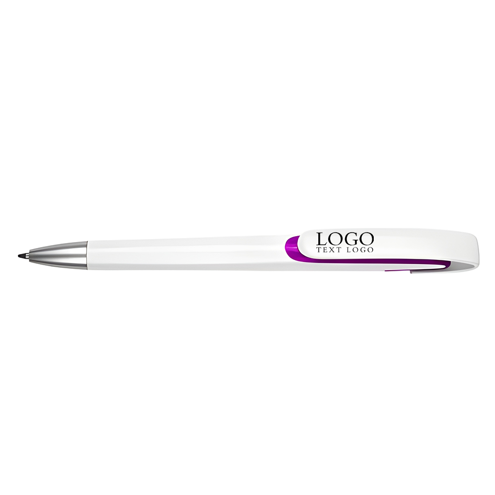Simple and smooth push-type plastic ballpoint pen purple with logo