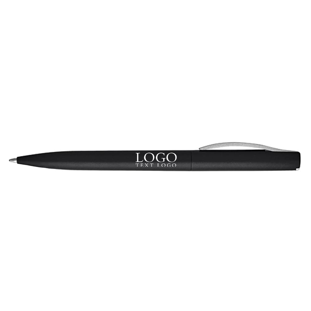 Twist-type metal color stem plastic ballpoint pen black with logo
