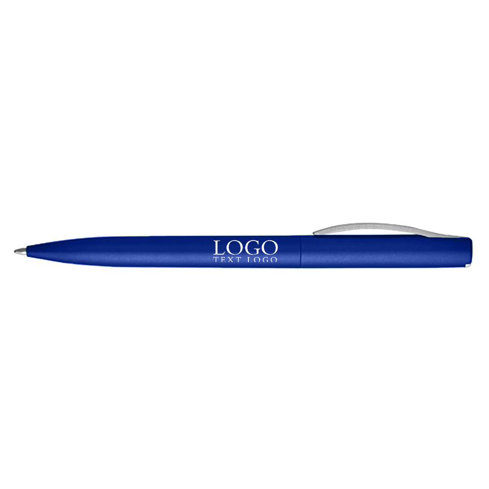 Twist-type metal color stem plastic ballpoint pen blue with logo