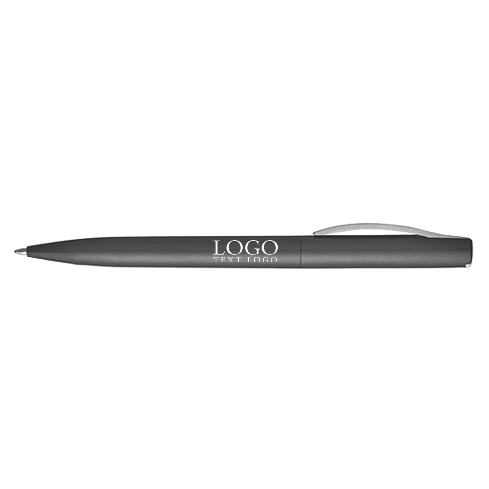 Twist-type metal color stem plastic ballpoint pen gray with logo