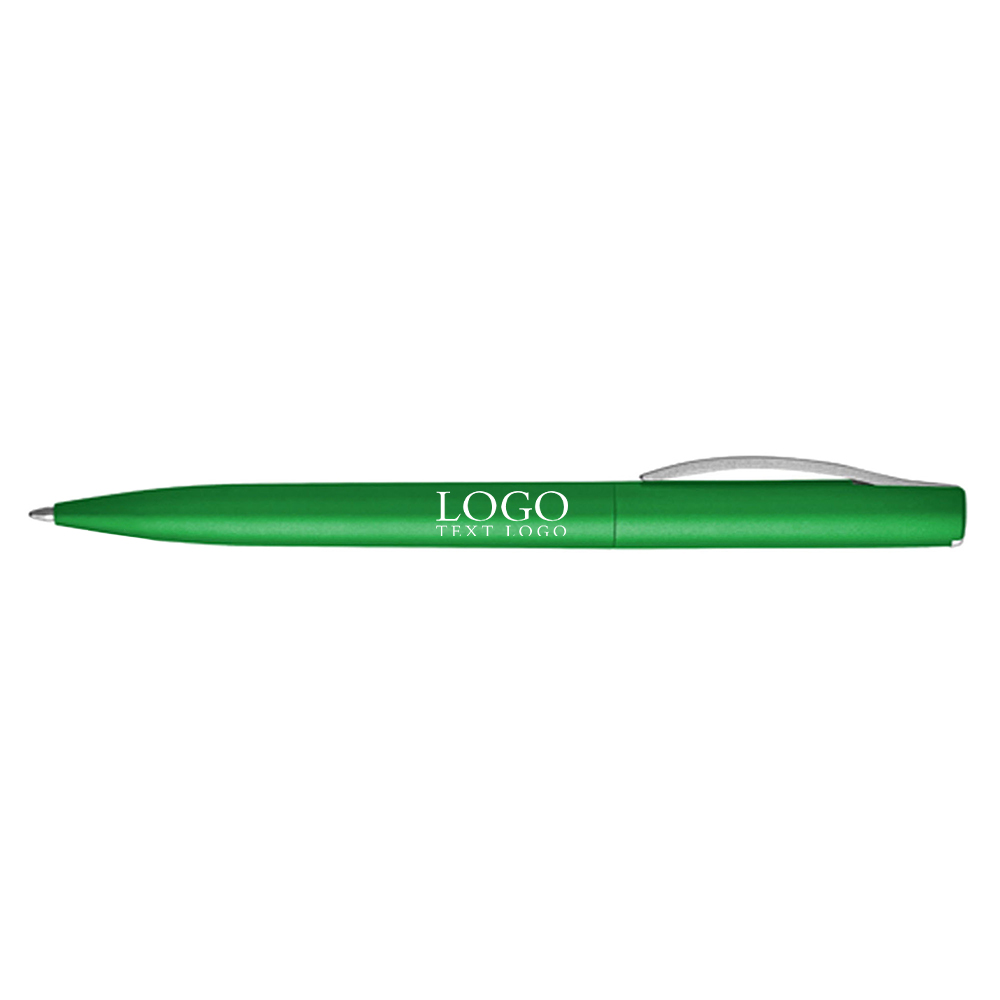 Twist-type metal color stem plastic ballpoint pen green with logo