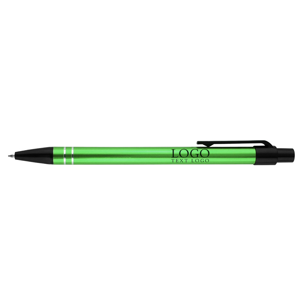 Custom Metal gel ballpoint click pen green with logo