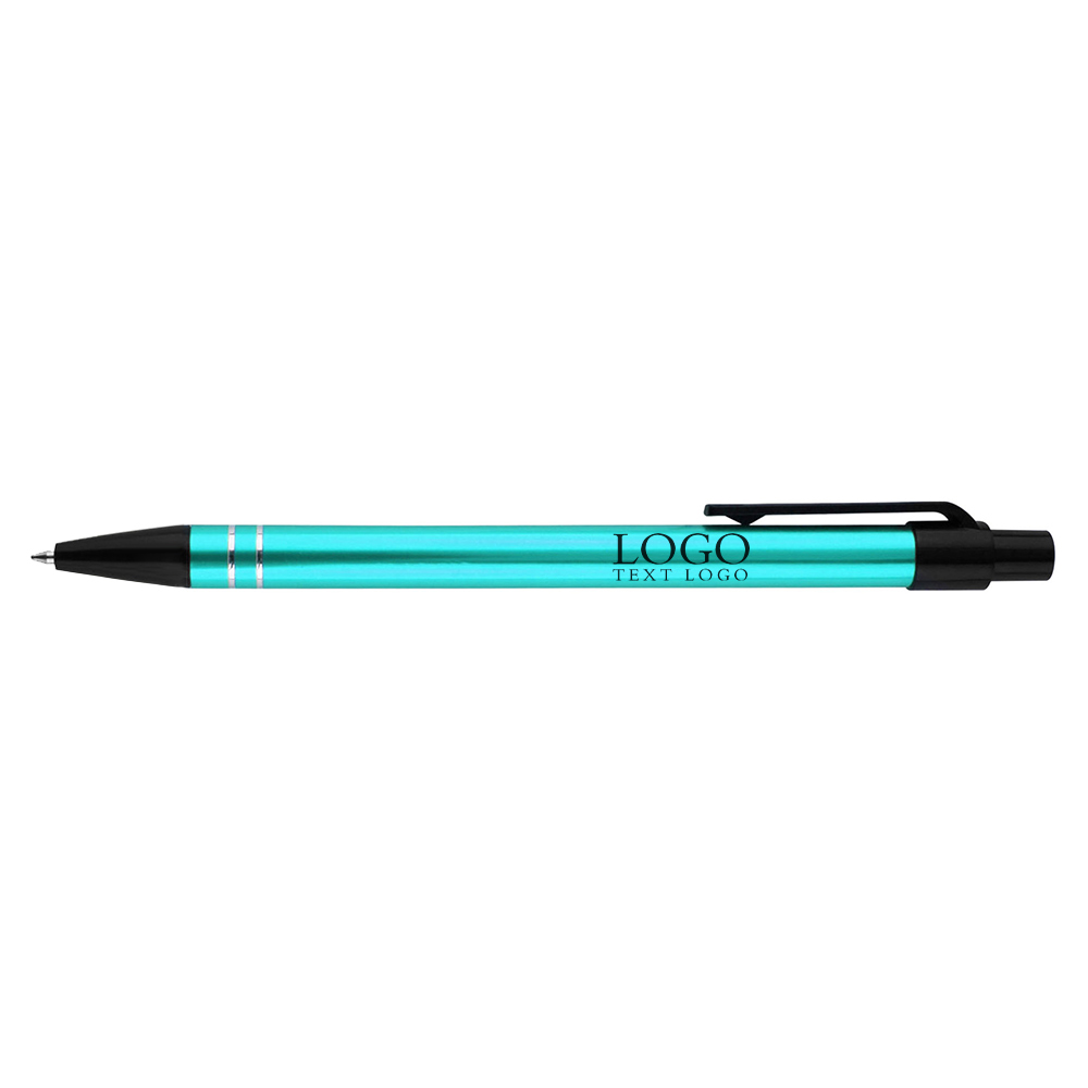 Custom Metal gel pen ballpoint click pen light blue with logo