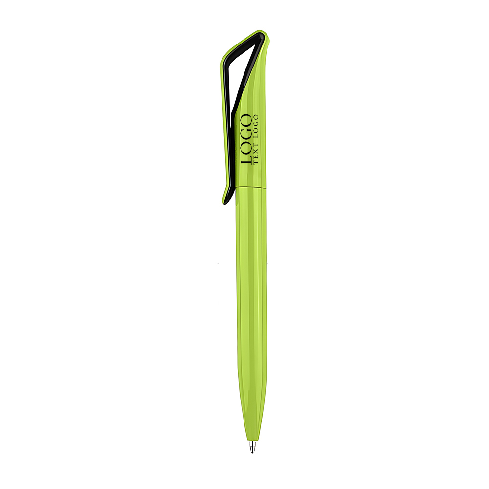 Rotating color stick smooth plastic ballpoint pen green with logo