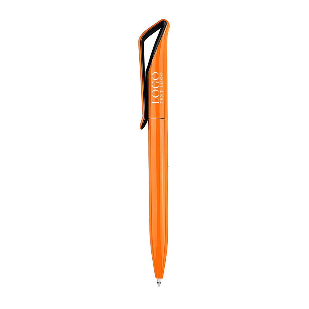 Rotating color stick smooth plastic ballpoint pen orange with logo