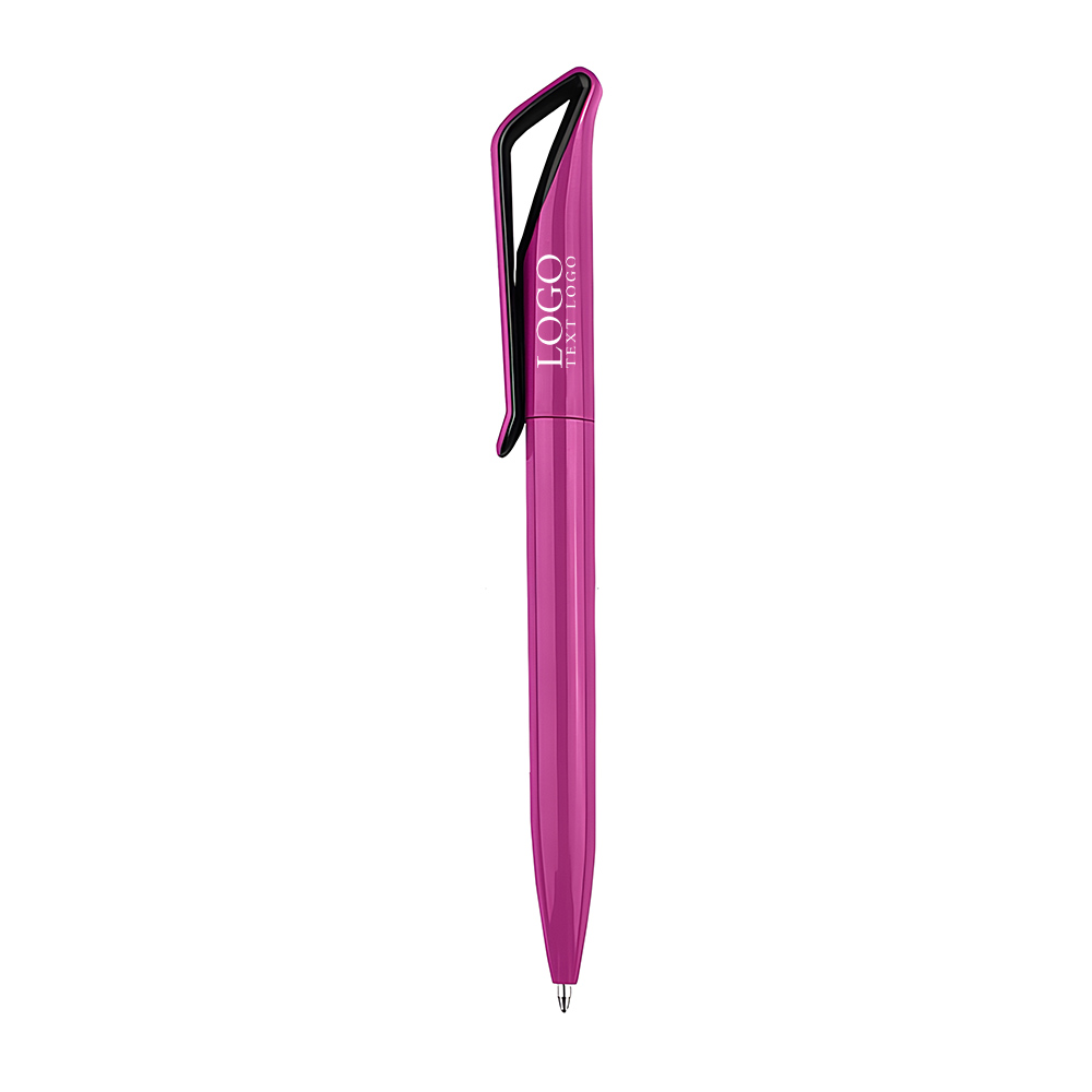 Rotating color stick smooth plastic ballpoint pen pink with logo