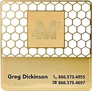 square gold metal business cards