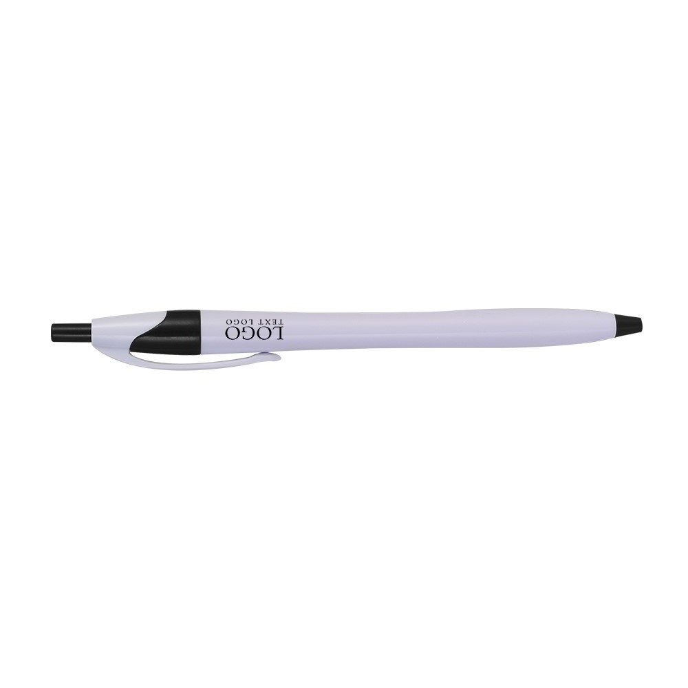 Logo White Retractable Pen with Black Trim