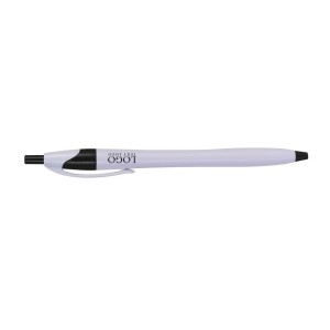 White Retractable Pen with Colored Trim