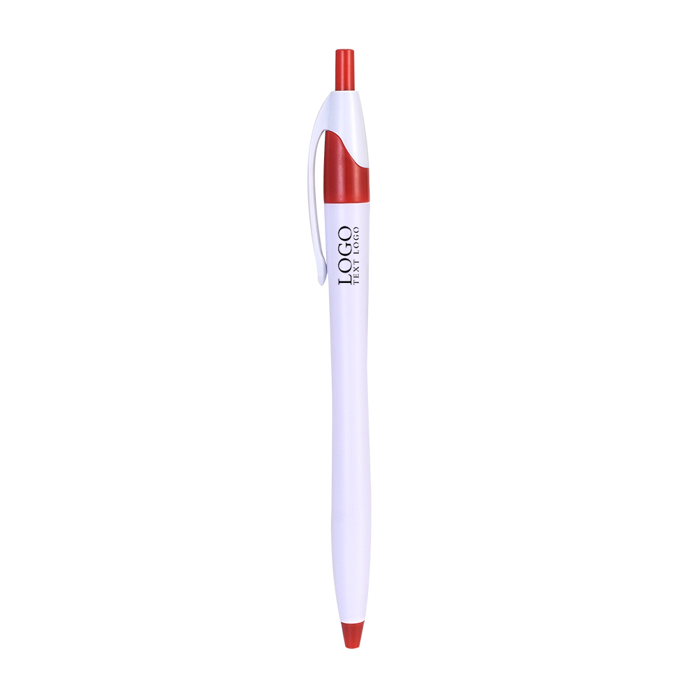 Logo White Retractable Pen with Red