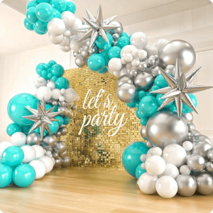 Silver Yellow Explosion Star Foil Decorative Hanging Balloon