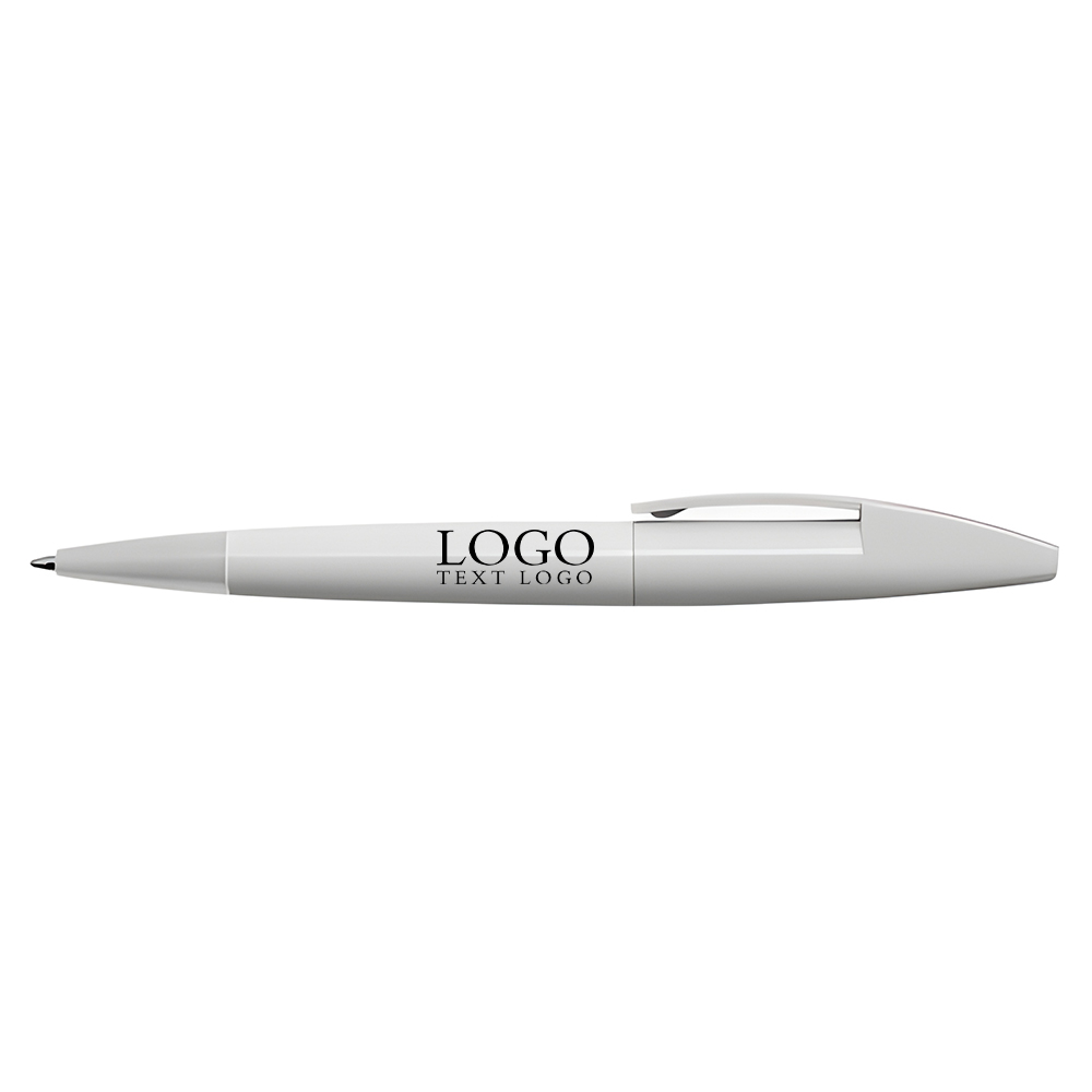 Contemporary Twist Action Ballpoint Pen white with logo