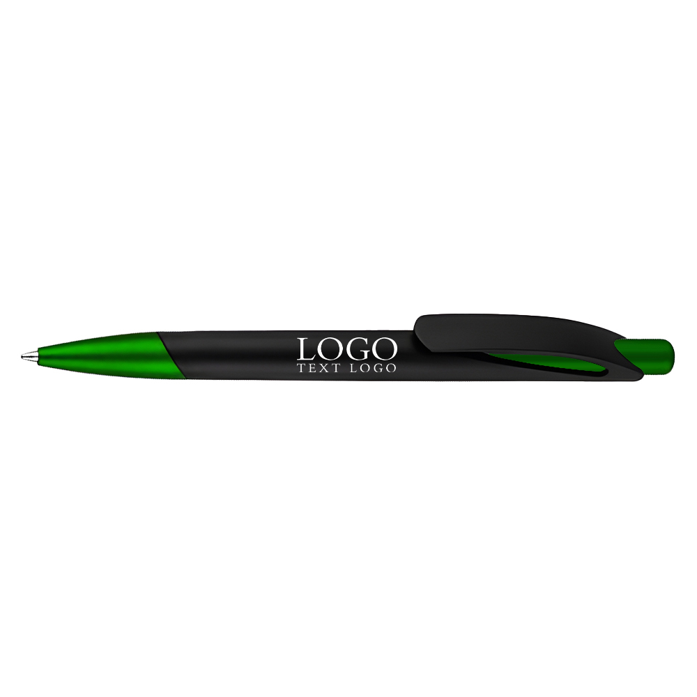 Custom Plastic Slimster Click Pen green with logo