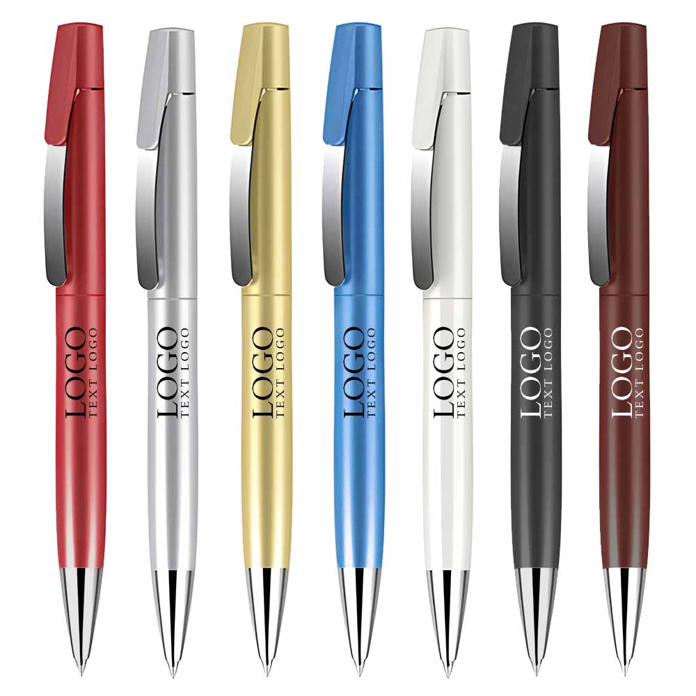 Stylo à bille personnalisé en métal argenté brillant