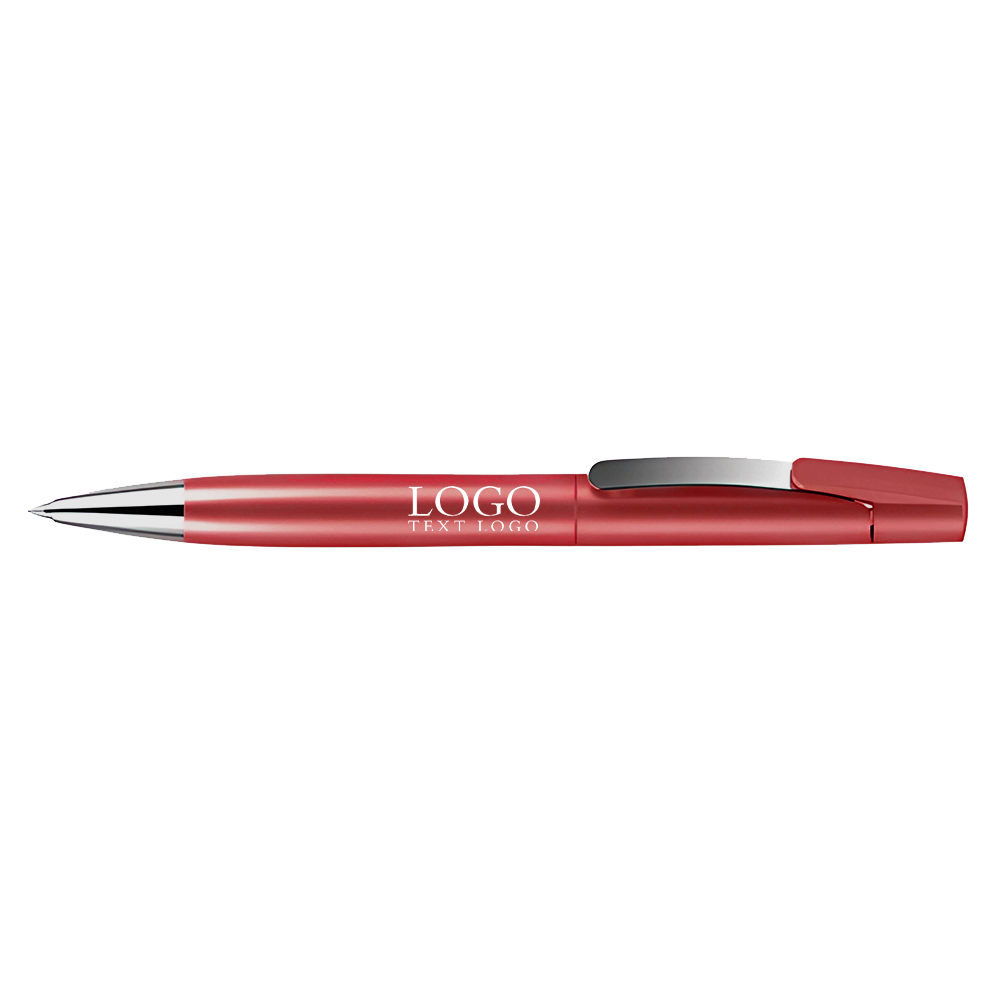 Stylo à bille rotatif personnalisé en métal argenté brillant rouge avec logo
