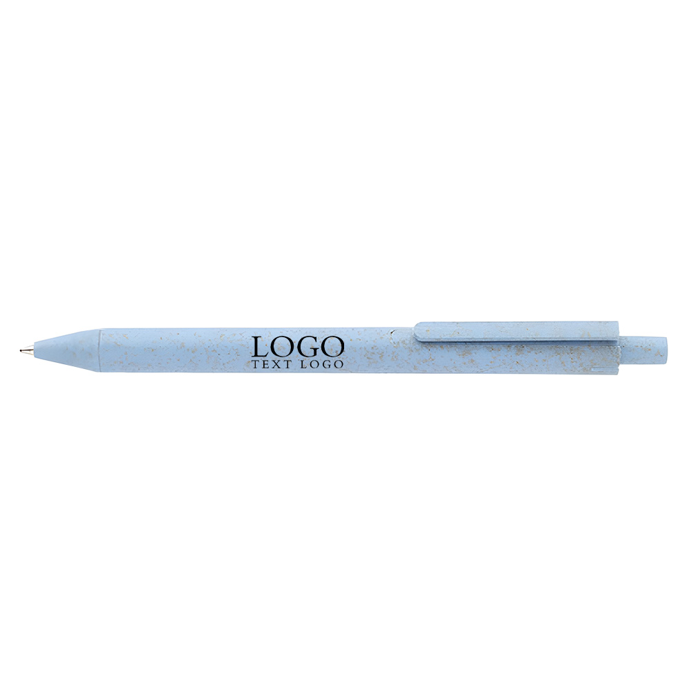 Full Color Secluded Click Pens blue with logo