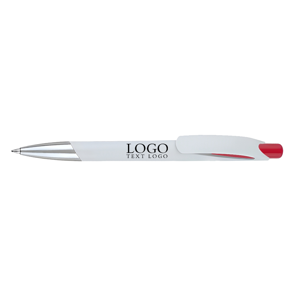 Full color Slimster Click Action Pen red with logo
