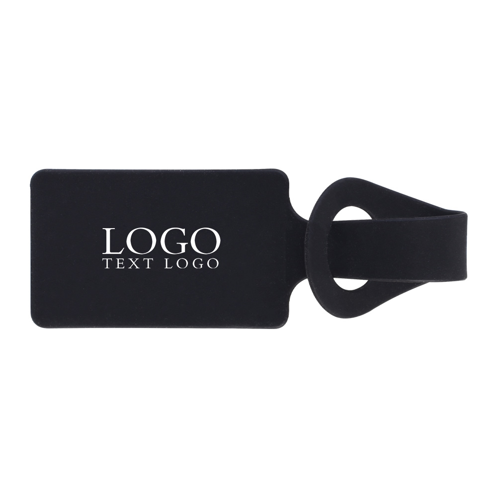 Rectangular Silicone Luggage Tag Black with Logo