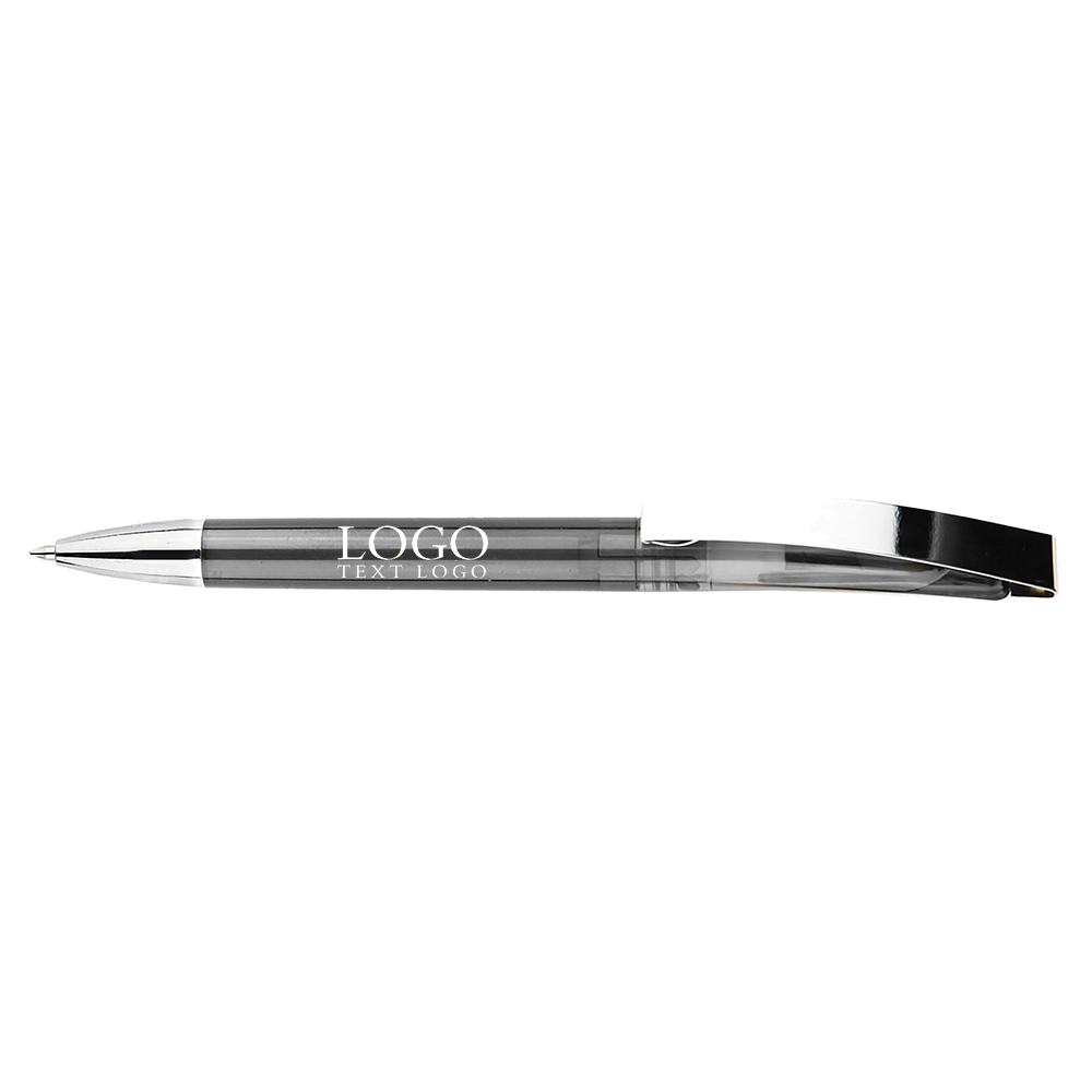 Rotating color stick smooth plastic ballpoint pen black with logo