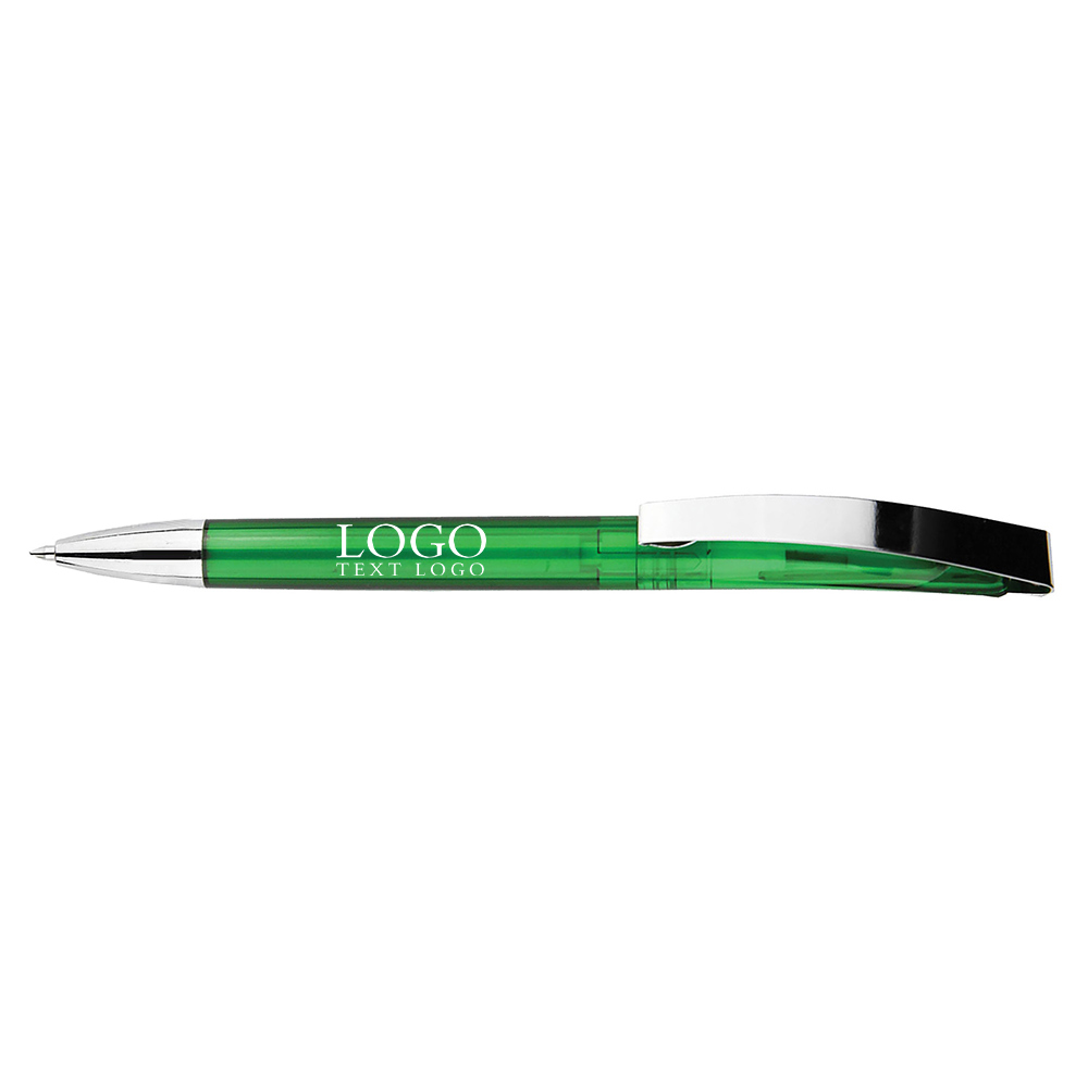 Rotating color stick smooth plastic ballpoint pen green with logo