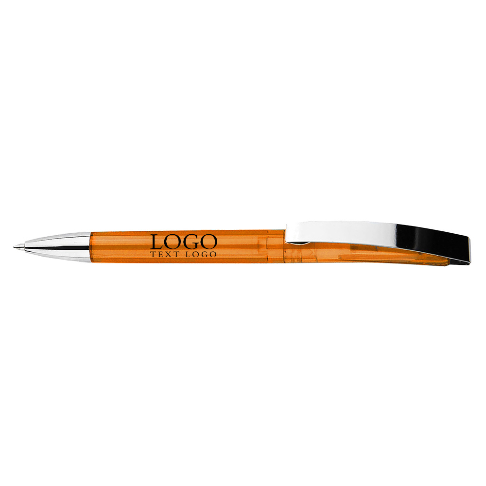 Rotating color stick smooth plastic ballpoint pen orange with logo