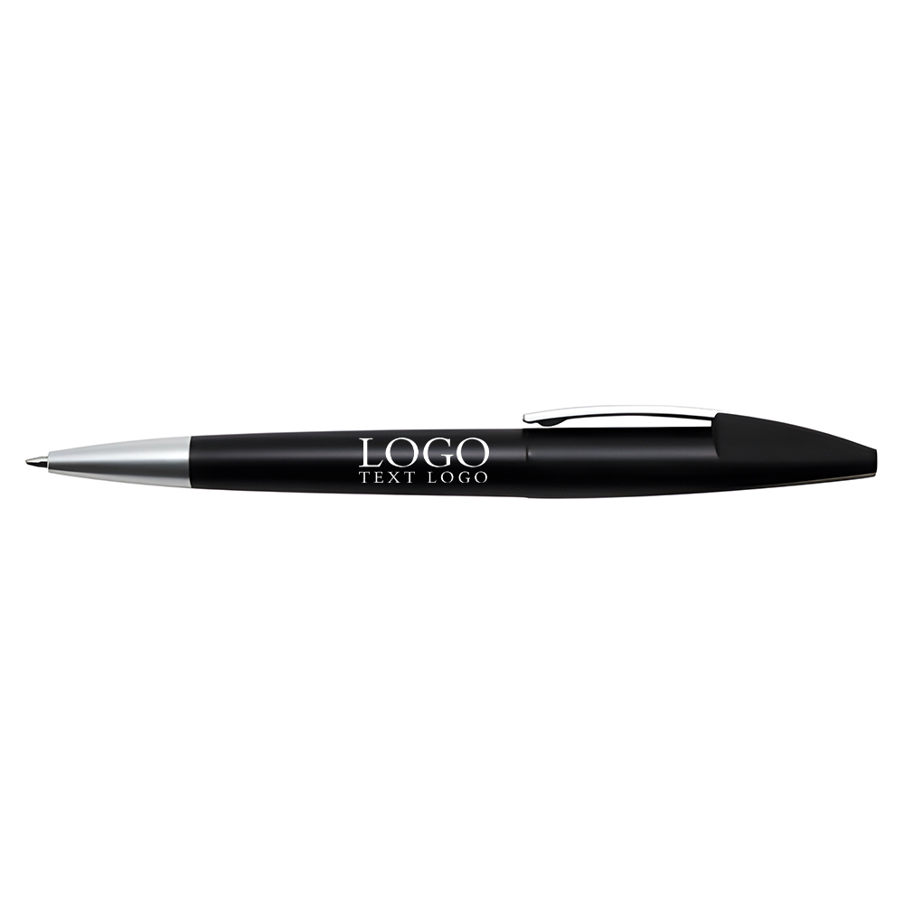 Twist Action Ballpoint Pen With Chrome Clip black with logo