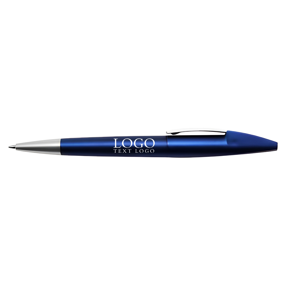 Twist Action Ballpoint Pen With Chrome Clip blue with logo