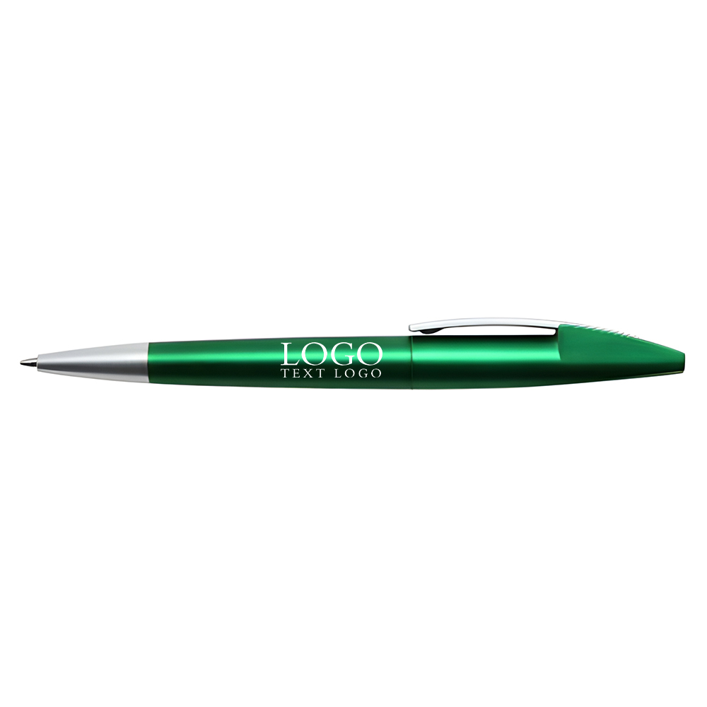 Twist Action Ballpoint Pen With Chrome Clip green with logo