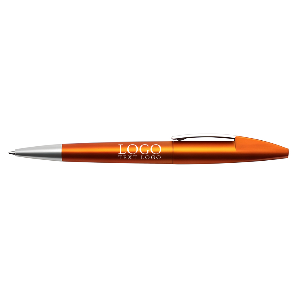 Twist Action Ballpoint Pen With Chrome Clip orange with logo