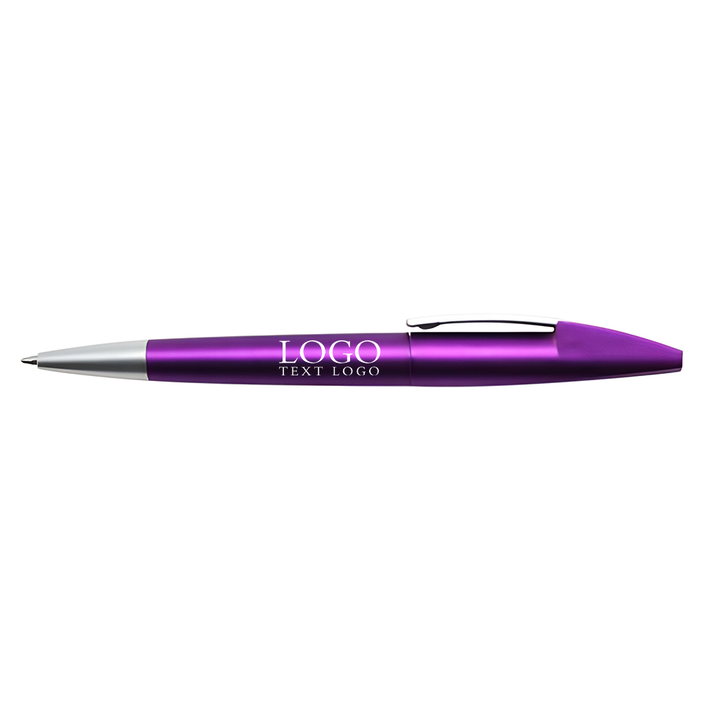 Twist Action Ballpoint Pen With Chrome Clip purple with logo