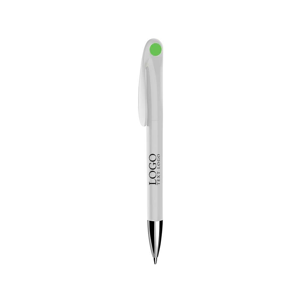 Advertising Ballpoint Pen-  Pure White Barrel Signature Pen+green with logo