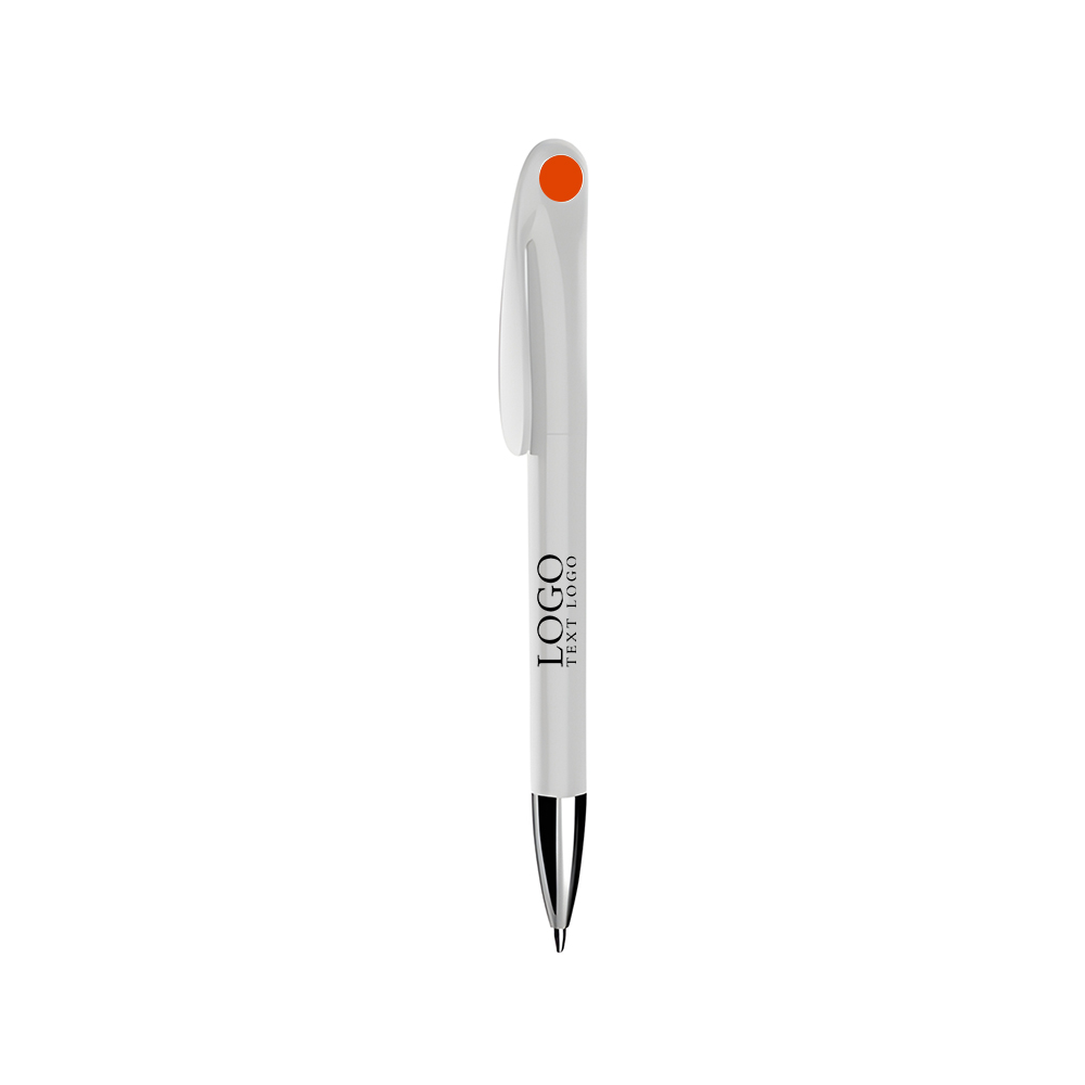 Advertising Ballpoint Pen-  Pure White Barrel Signature Pen+orange with logo