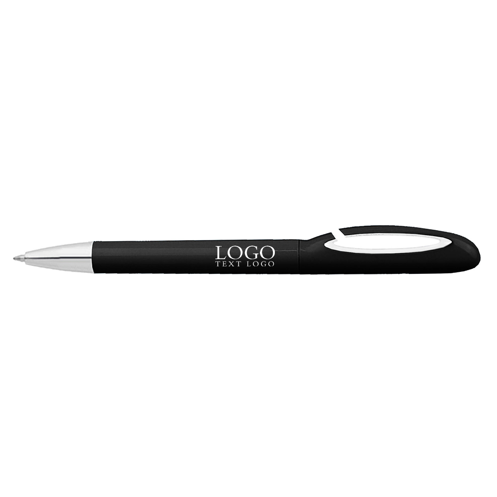 Bubble Plastic Ballpoint Pen with Colored Rotating Barrel black with logo