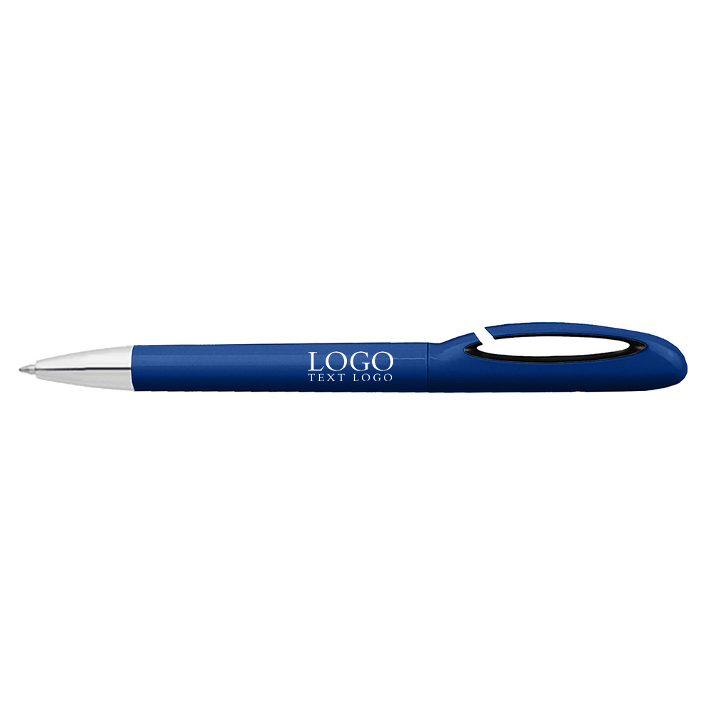 Bubble Plastic Ballpoint Pen with Colored Rotating Barrel dark blue with logo