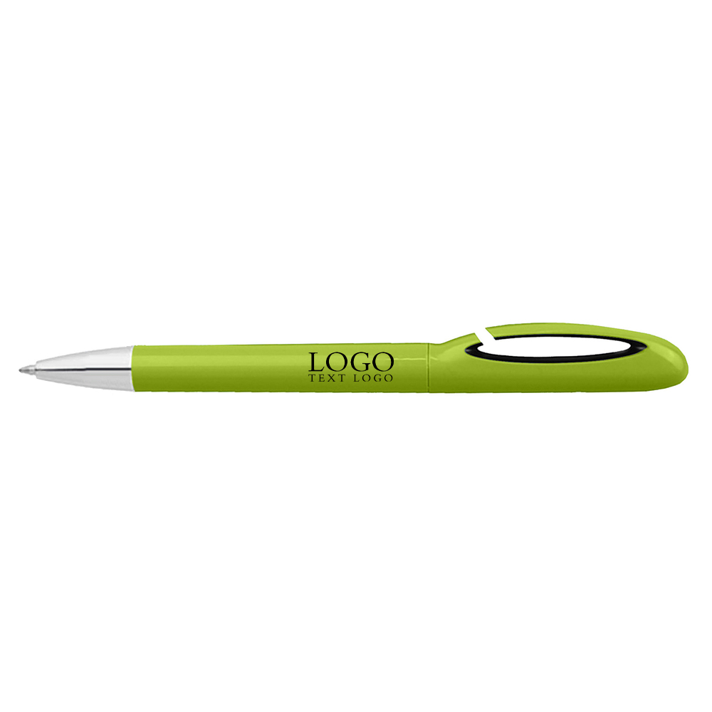 Bubble Plastic Ballpoint Pen with Colored Rotating Barrel green with logo