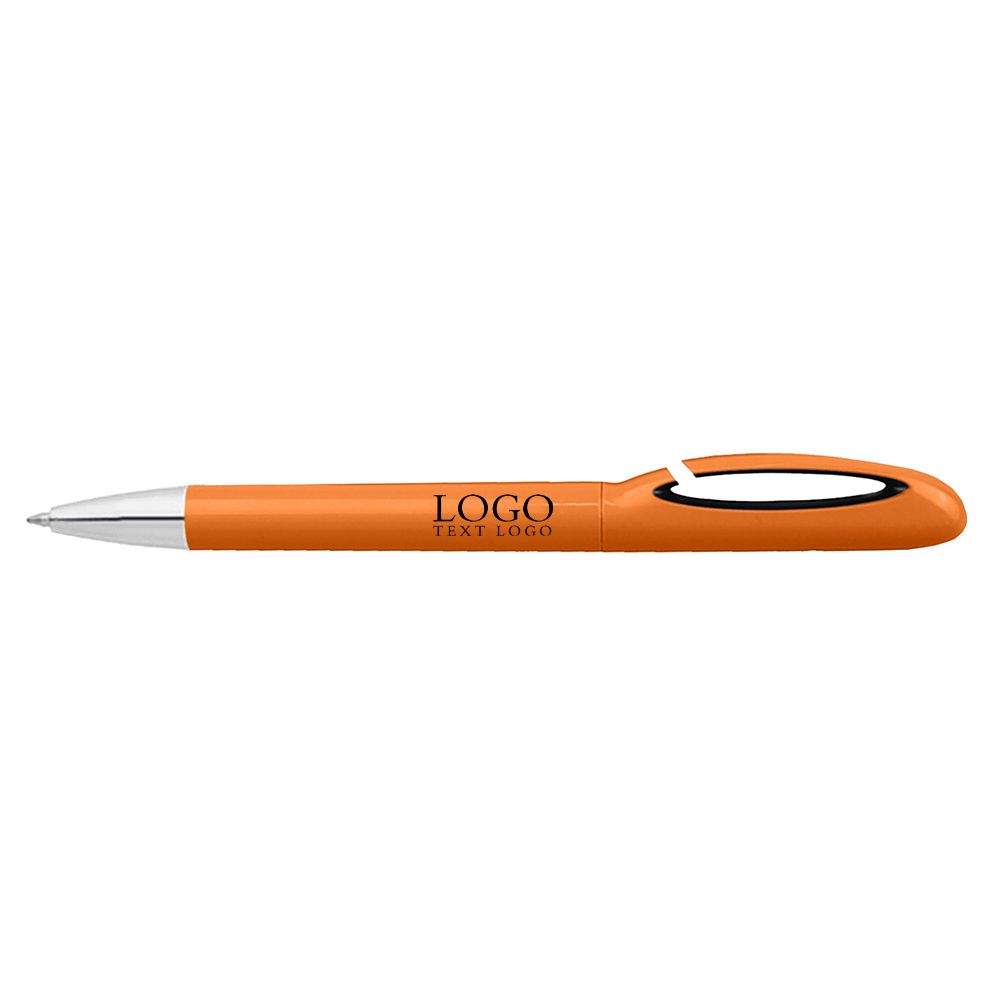 Bubble Plastic Ballpoint Pen with Colored Rotating Barrel orange with logo