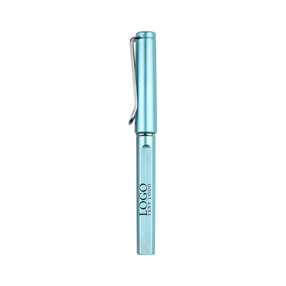Custom Comfort Write Plastic Pen  blue with logo