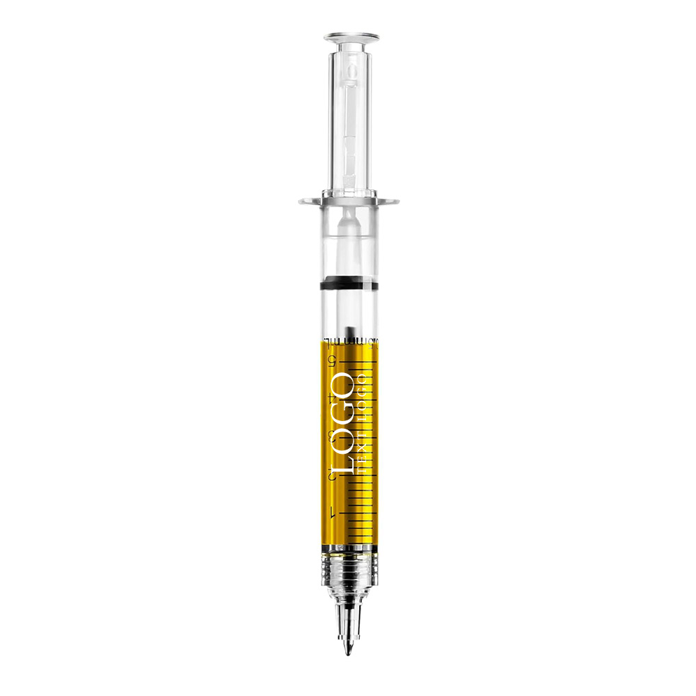 Cute Syringe Ballpoint Pen yellow  with logo