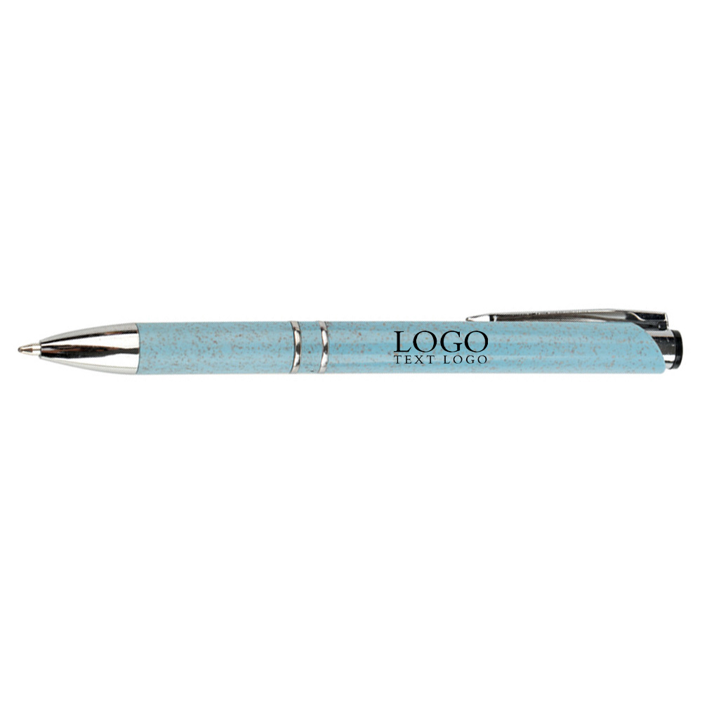 Wheat straw environmentally friendly ballpoint pen blue with logo