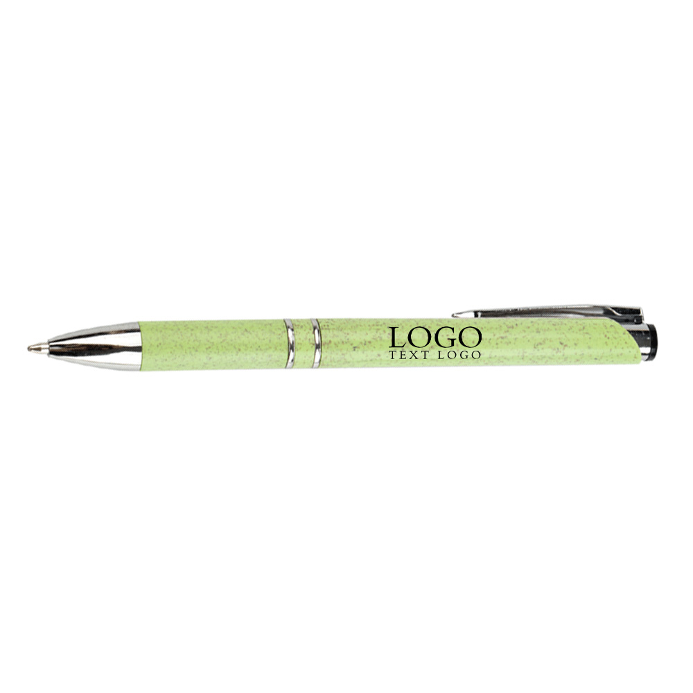 Wheat straw environmentally friendly ballpoint pen green with logo