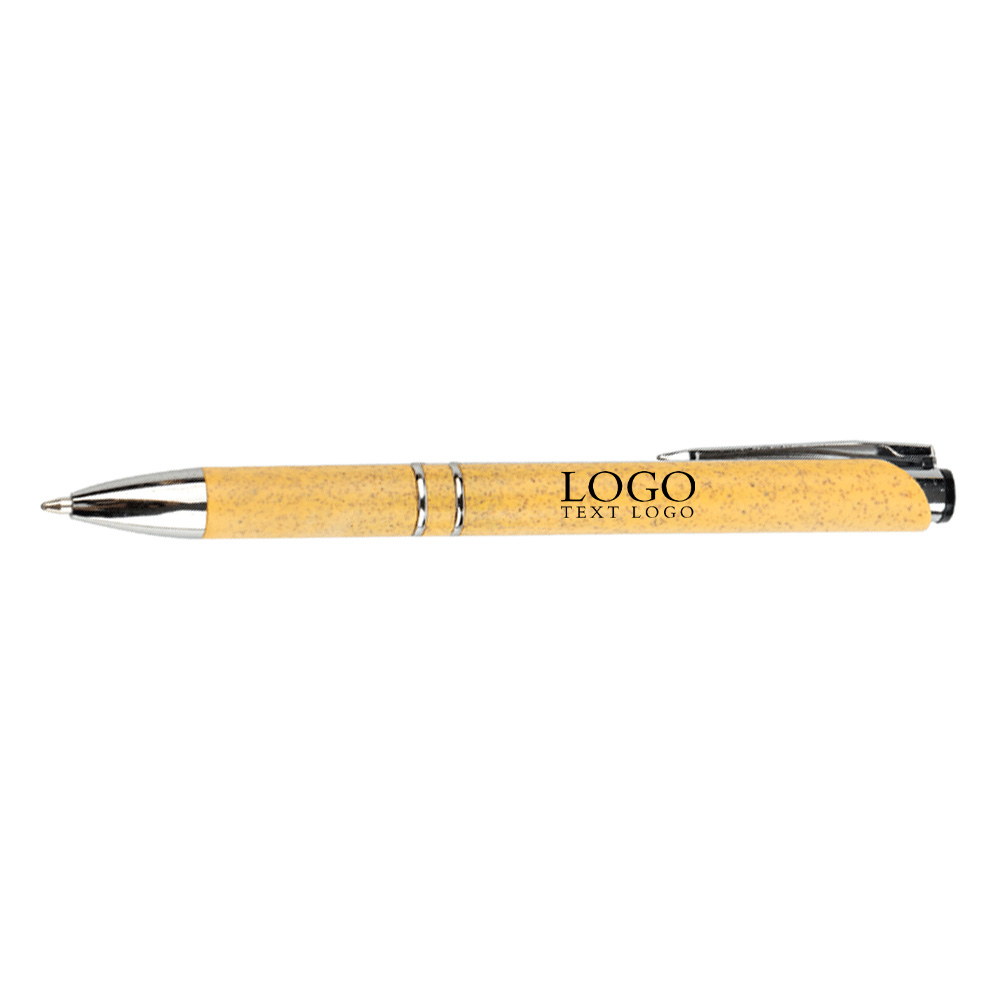 Wheat straw environmentally friendly ballpoint pen orange with logo